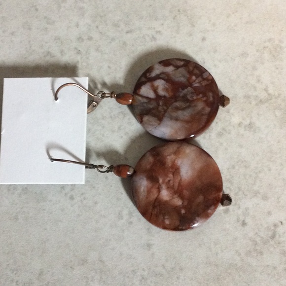 NWT brown marbled stone drop earrings - Picture 4 of 8